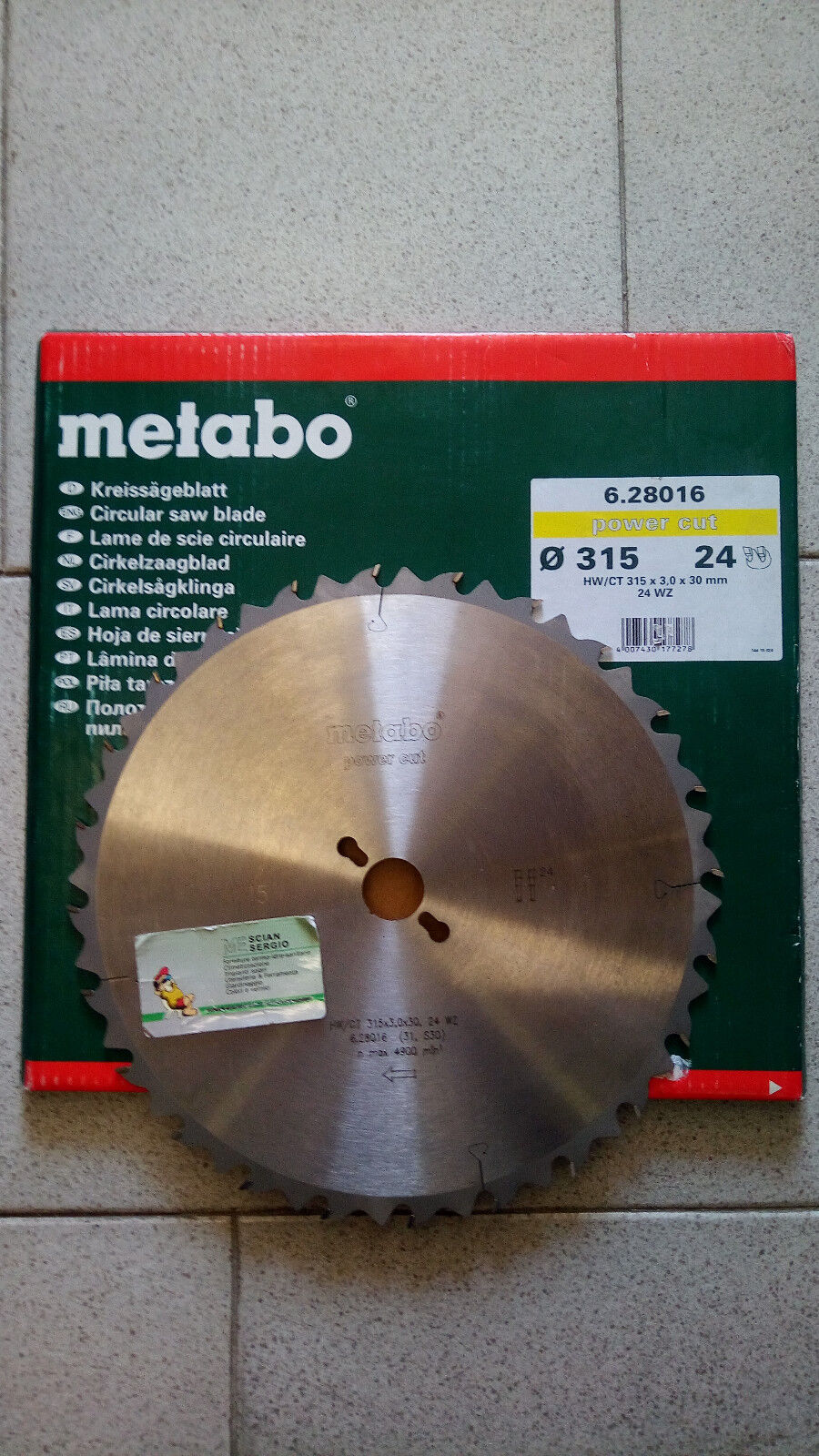 Sega Lama Circolare METABO 315mm 24 denti Power Cut 6.28016 kgs kgt tkhs tks