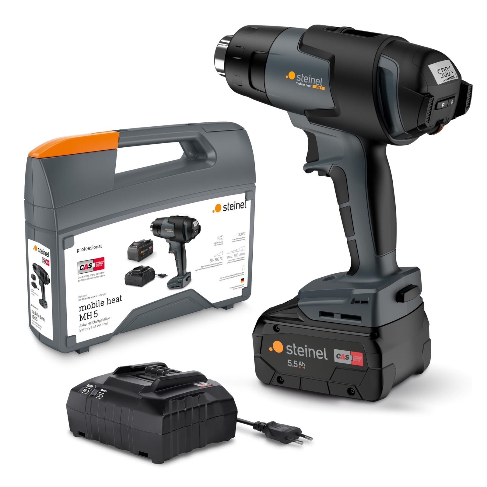 Steinel Pistola ad aria calda portatile MH5 con batteria da 5,5 Ah e caricabatte