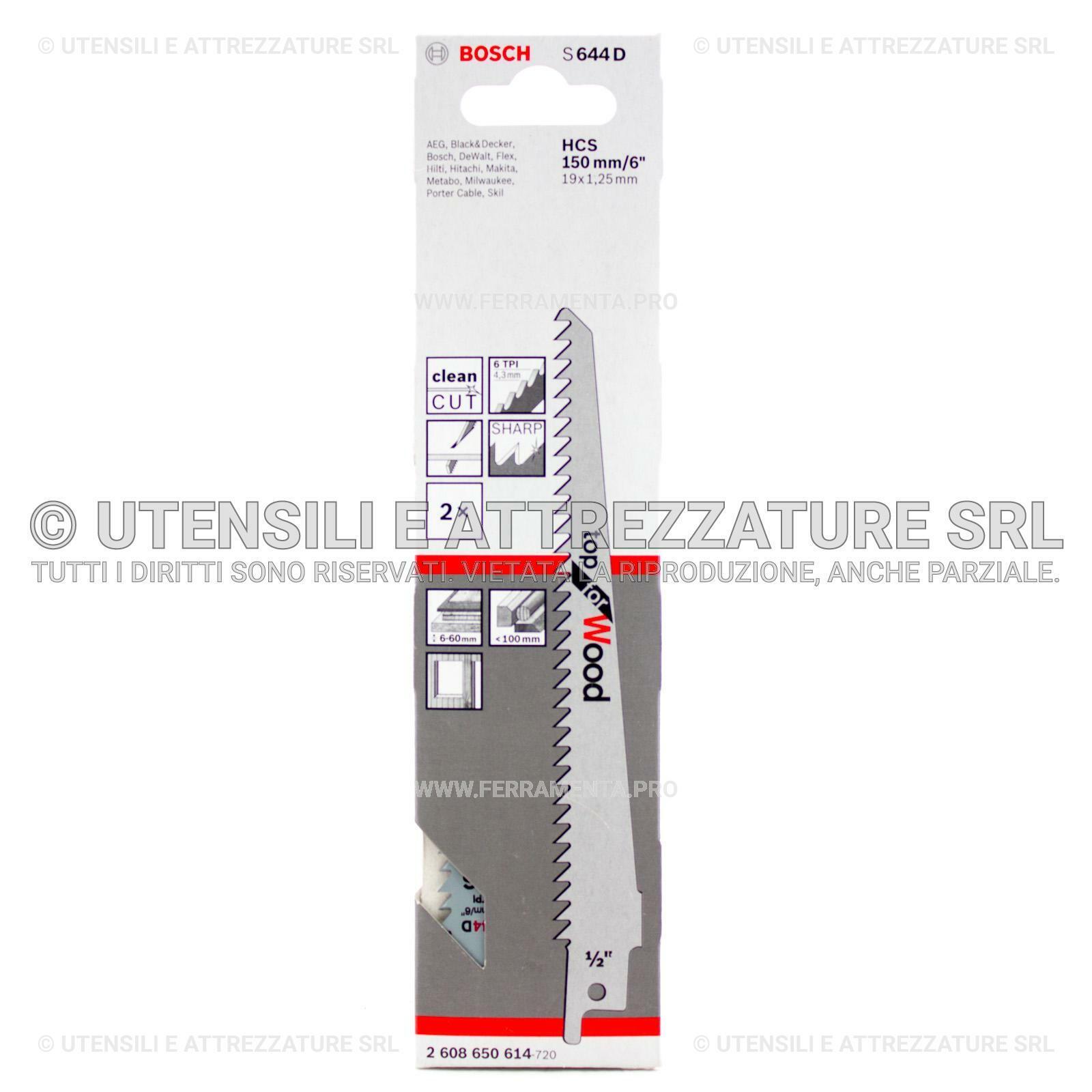 2 LAME SEGA UNIVERSALE GATTUCCIO S 644 D BOSCH per TAGLIO PULITO LEGNO PLASTICA