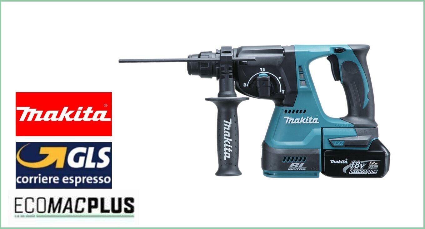 MAKITA DHR242RTJ TASSELLATORE A BATTERIA 18V 3 FUNZIONI MOTORE BL 2x5Ah