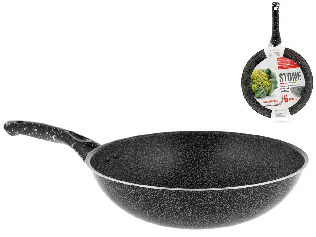 HOMe Wok Un Manico Antiaderente 'Stone' Cm28 Pentole Cucina