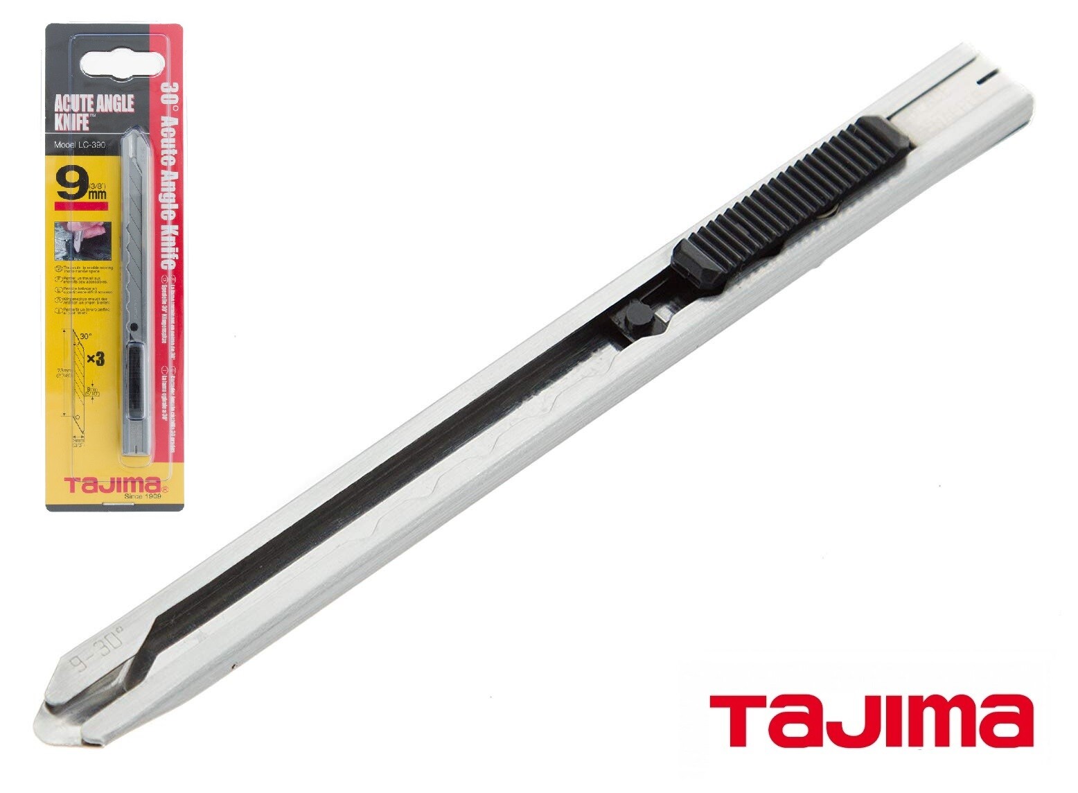 CUTTER DI PRECISIONE 9 mm CON LAMA AD ANGOLO ACUTO 30° PROFESSIONALE TAJIMA