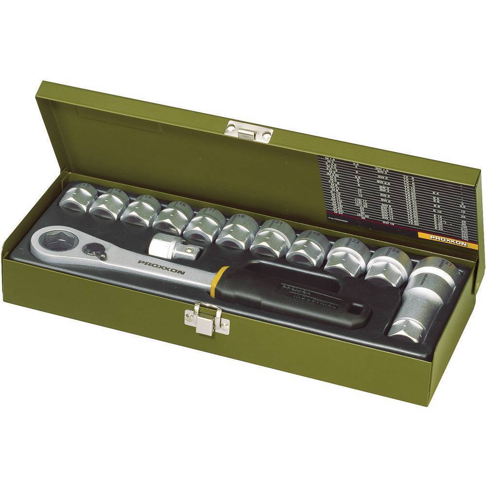 Proxxon Industrial Kit di chiavi a bussola metrico 1/2 (12.5 mm) 14 parti 23604