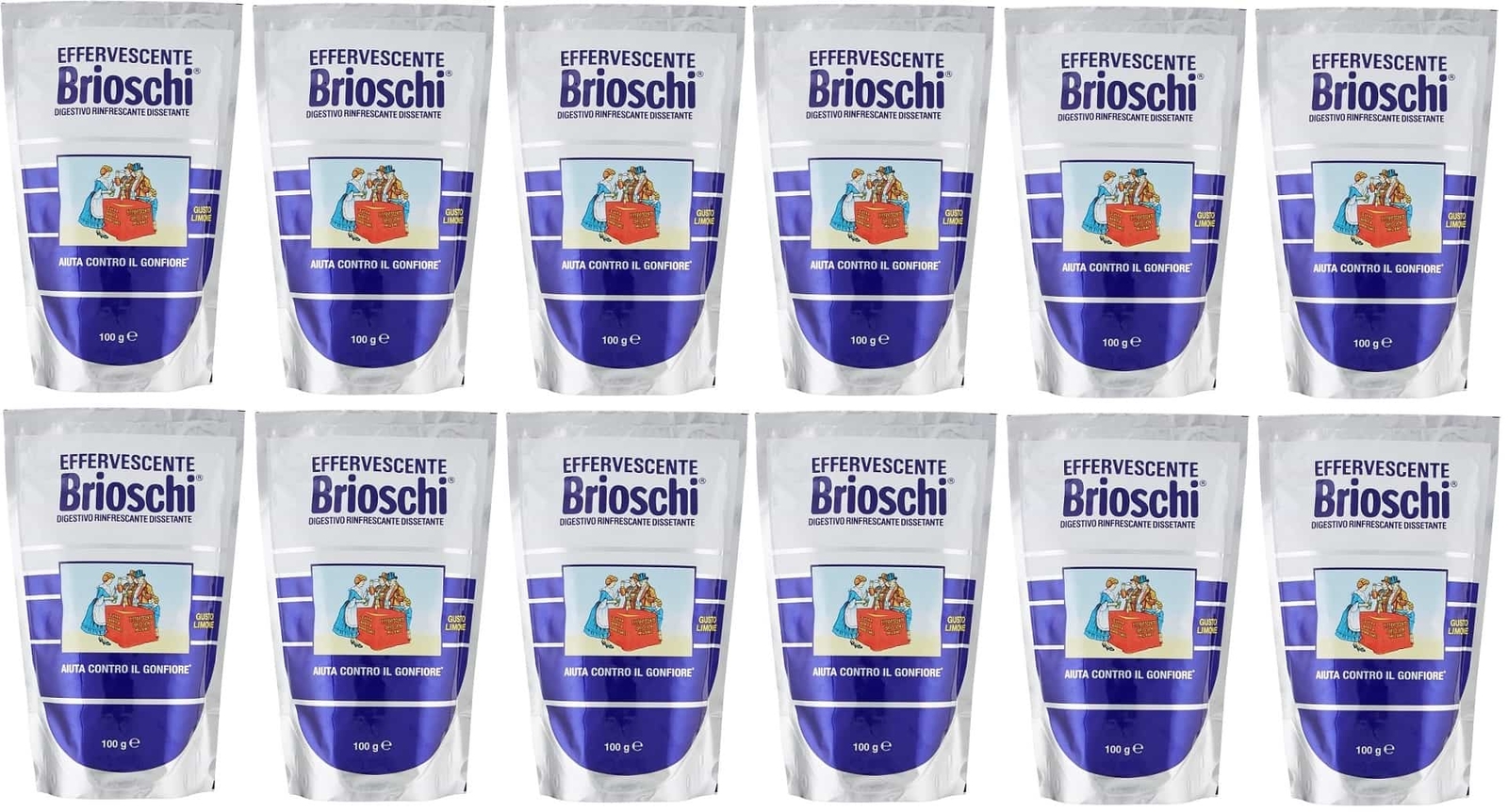 Brioschi Digestivo Rinfrescante Dissetante Effervescente Gusto Limone 12pz 100gr