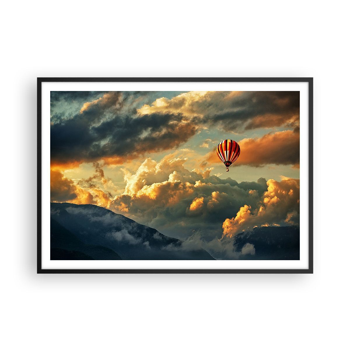 Poster 100x70cm nuvole mongolfiera volo Stampe Immagini Quadri Moderni Murale
