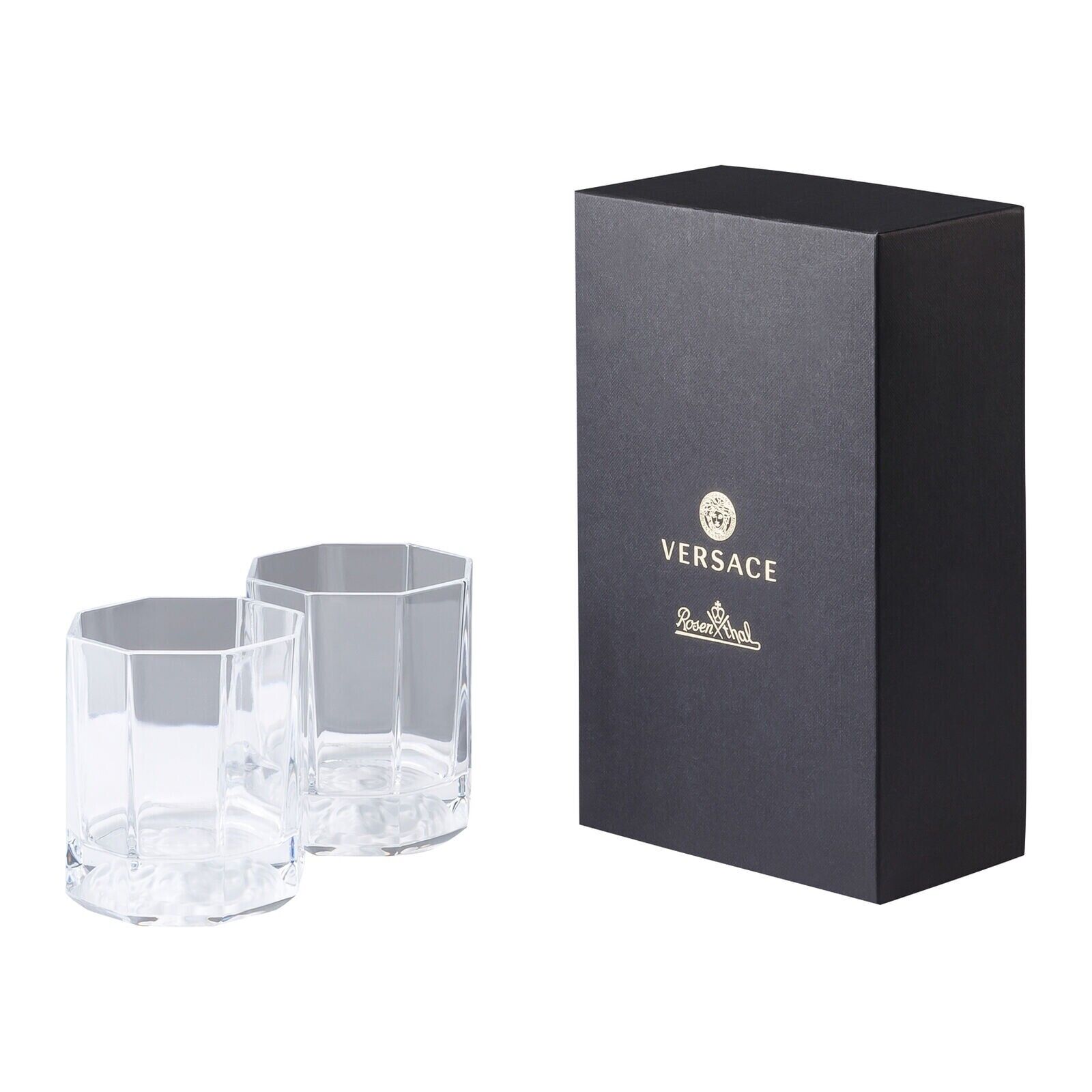 Versace Rosenthal - Set 2 Bicchieri Whisky Lumiere Trasparente Versace - Medusa