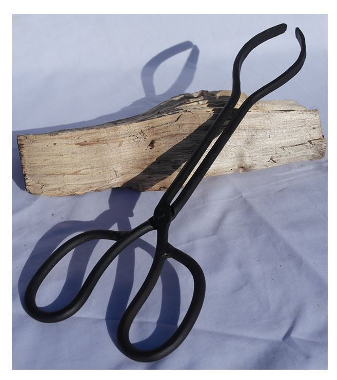 Traditional heavyweight cast iron log / coal tongs