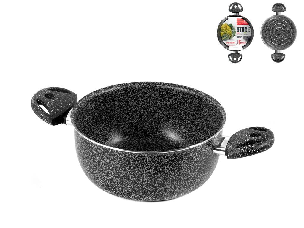 HOMe Casseruola 2 Manici Antiaderente 'Stone' Cm16