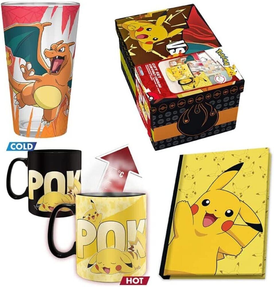 Gift Set Box Pokemon Heat change Mug + Notebook Pikachu + XXL Glass ABYstyle