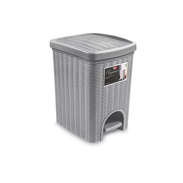 Pattumiera In Plastica Lt. 20 cm. 31x27,5x39h Con Pedale Elegance, Ratten Grigio