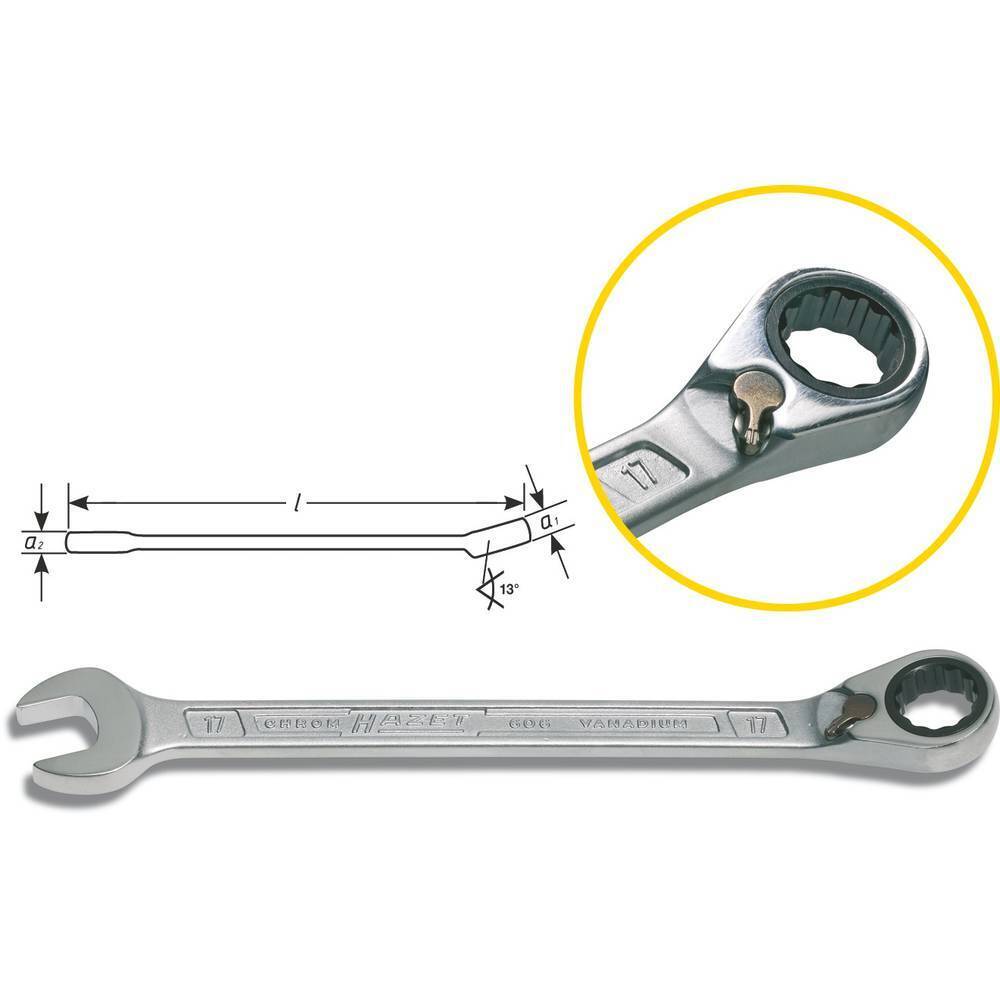Hazet 606-10 606 Chiave combinata a cricchetto 10 mm