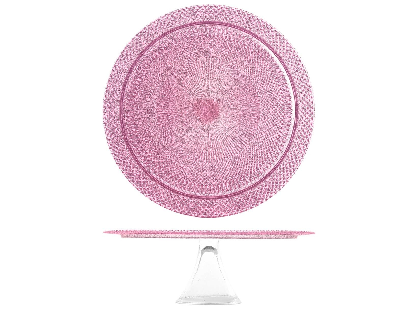 H&H Alzata Glam In Vetro Con Piede E Di Colore Rosa Cm33