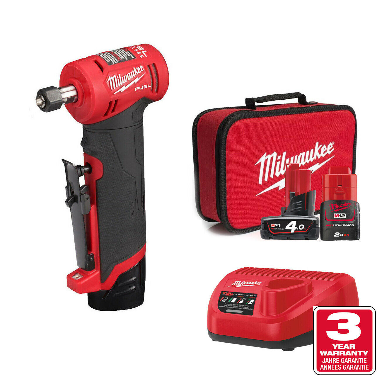 MILWAUKEE | M12 FDGA-422B Smerigliatrice Angolata +2 Batterie 12V 4,0Ah e 2,0Ah