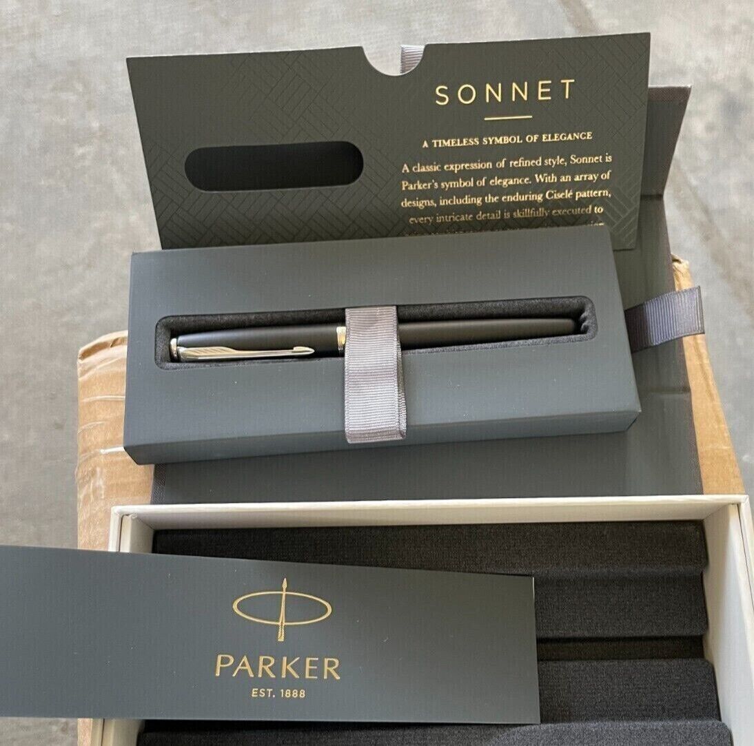PARKER Sonnet penna roller, laccatura di colore nero opaco NUOVA MAI USATA 