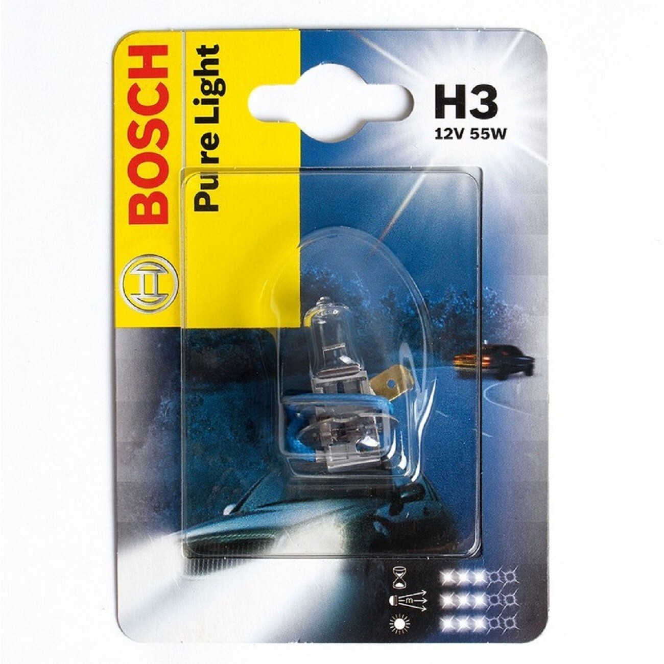 5 Lampadina Alogena Pura Light H3 12V 55W BOSCH 5 blister