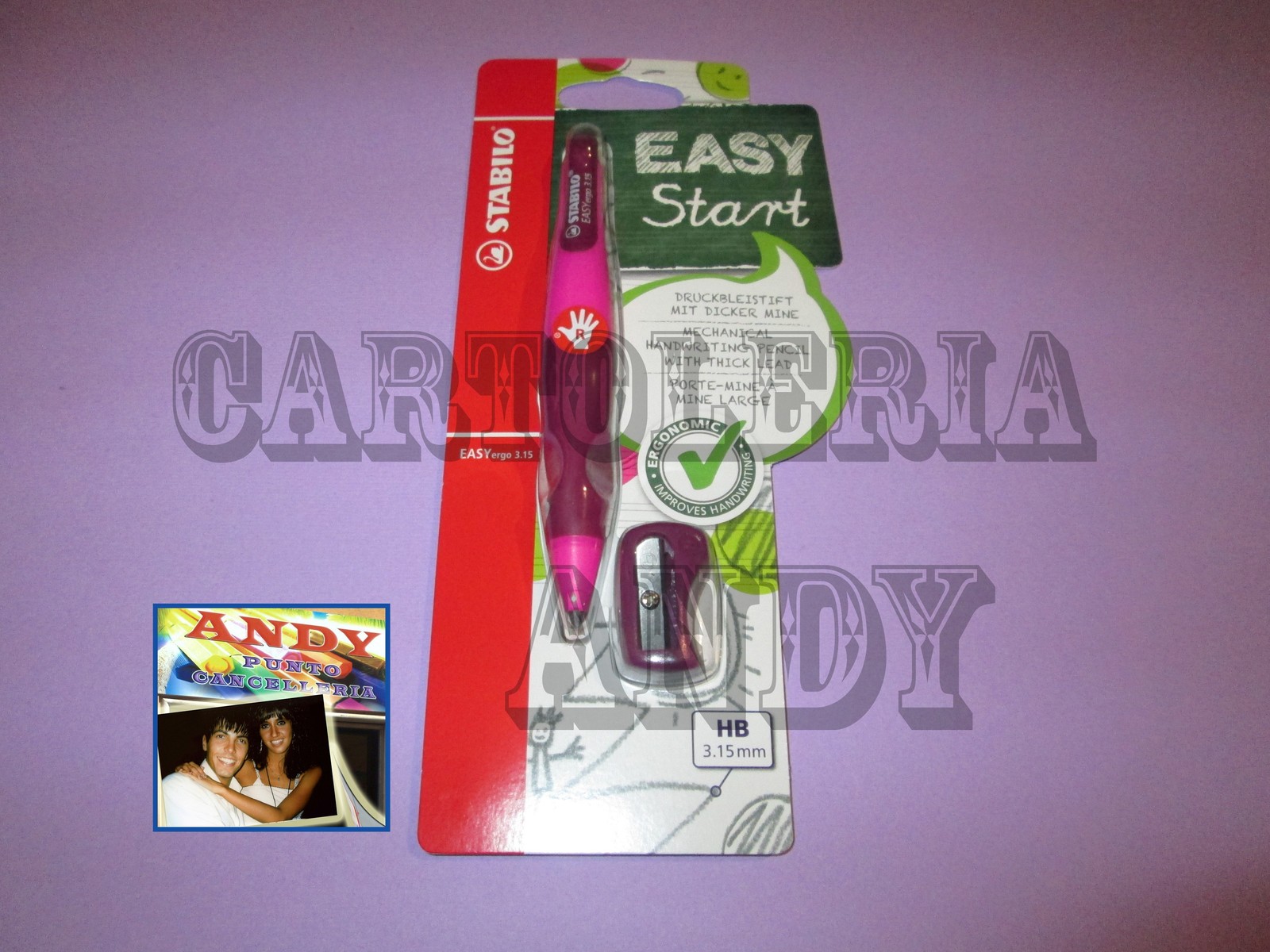PORTAMINE EASYERGO MINA 3,15 MM. - STABILO - DESTRIMANI - ROSA/LILLA B-46870-5