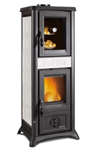 Stufa a legna NORDICA Gemma Forno 7,2 kW ceramica elegance bianco infinity