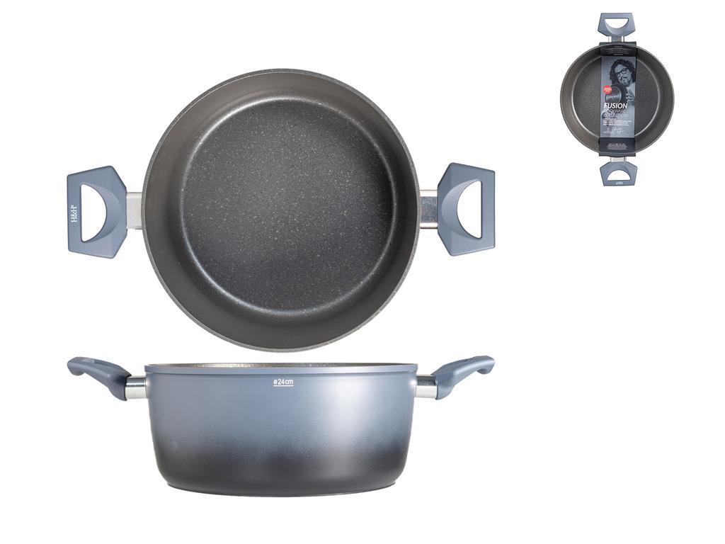 H&H Casseruola 2 Manici Antiaderente Fusion Borghese Cm24