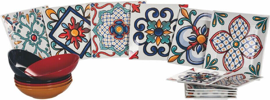 Villa deste Servizio piatti 18 pz porcellana e gres Barrio Multicolor 5907120