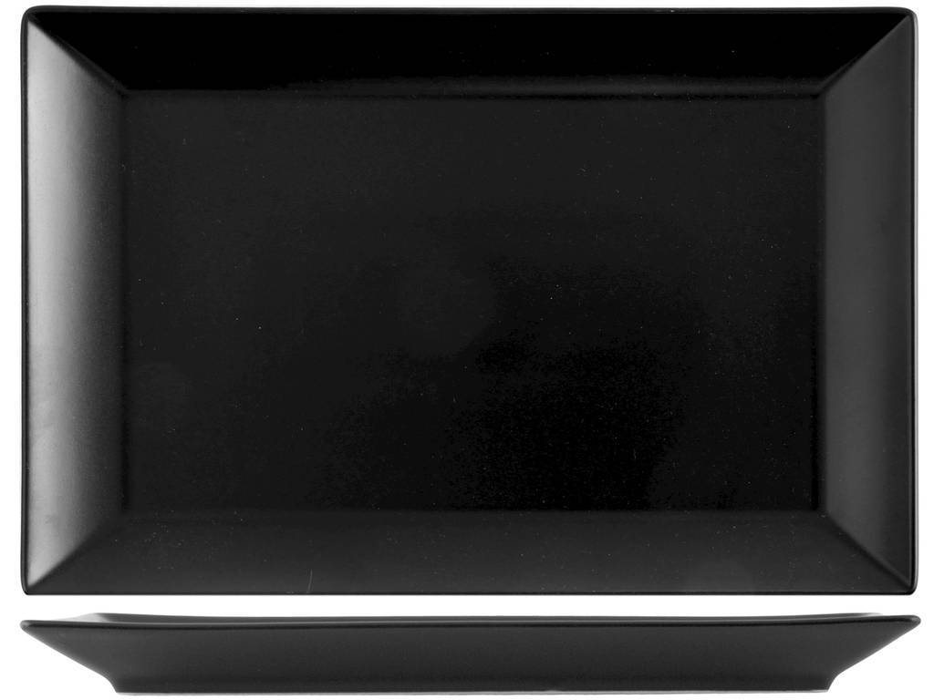 H&H Set 6 Piatti Stoneware Osaka Nero Rettangolare 34X22Cm