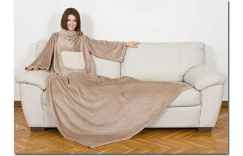 Kanguru Coperta con maniche 140 x 210 cm Plaid Deluxe Cream 1089