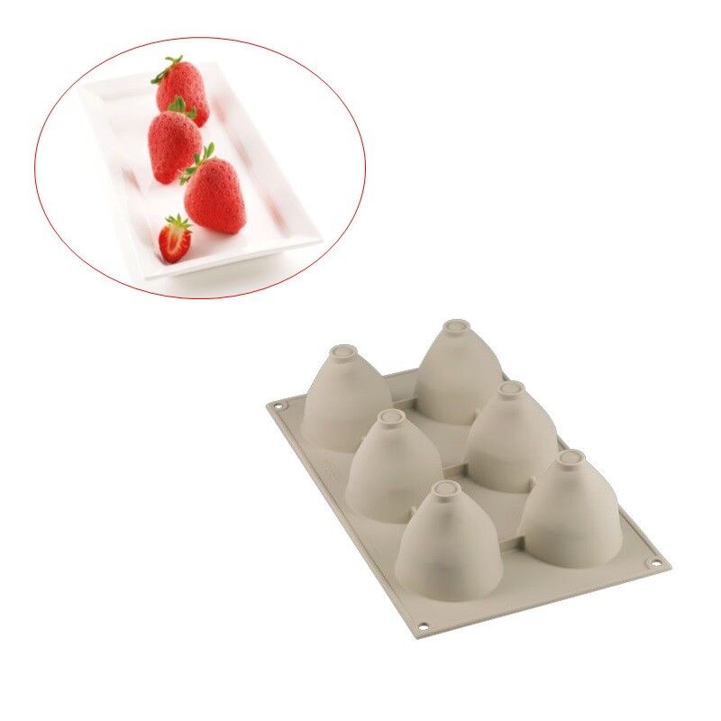 Stampo multiporzione 6 Fragole e panna 3D silicone Silikomart mousse torta Rotex