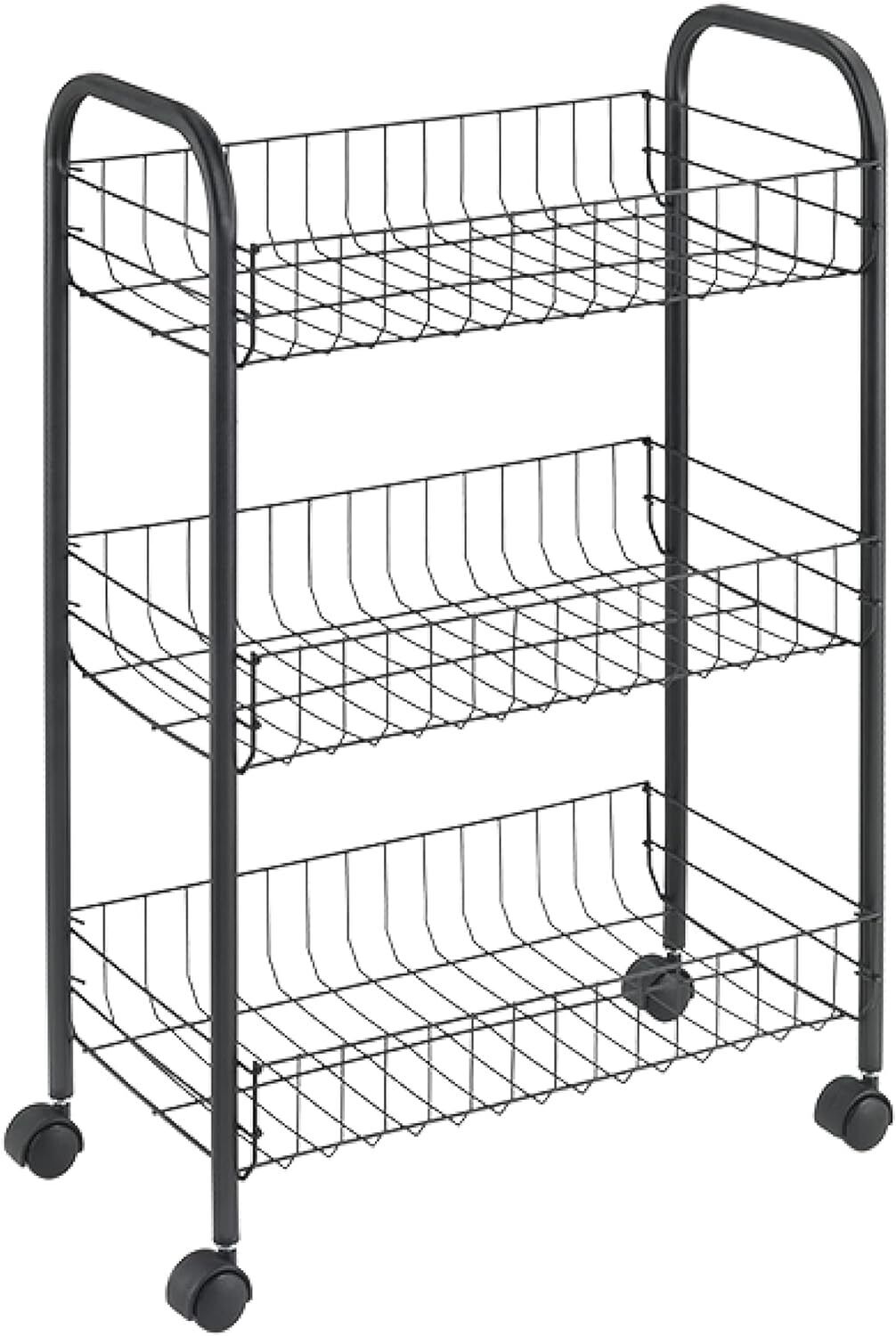 Metaltex Lugano Lava Carrello da Cucina, Nero, 3 Piani
