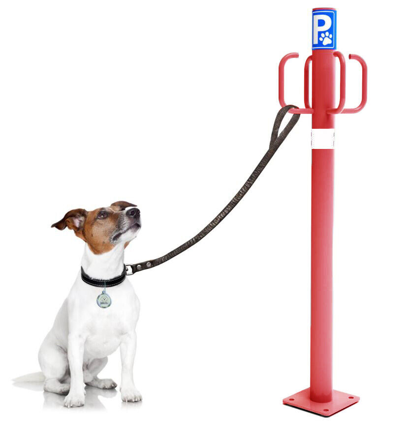 Nayade System Dog Parking Post: Poste Parking Esterno con 4 Ganci Colore Rosso