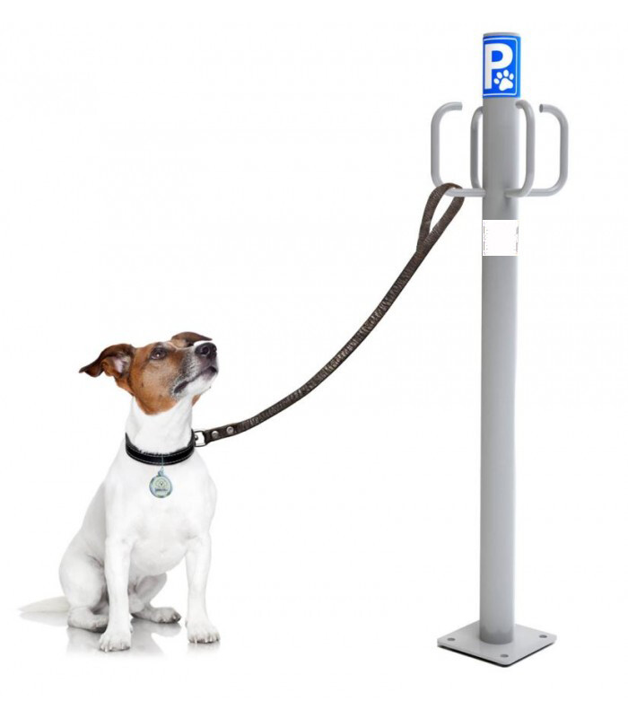 Nayade System Dog Parking Post: Poste Parking Esterno con 4 Ganci Colore Grigio