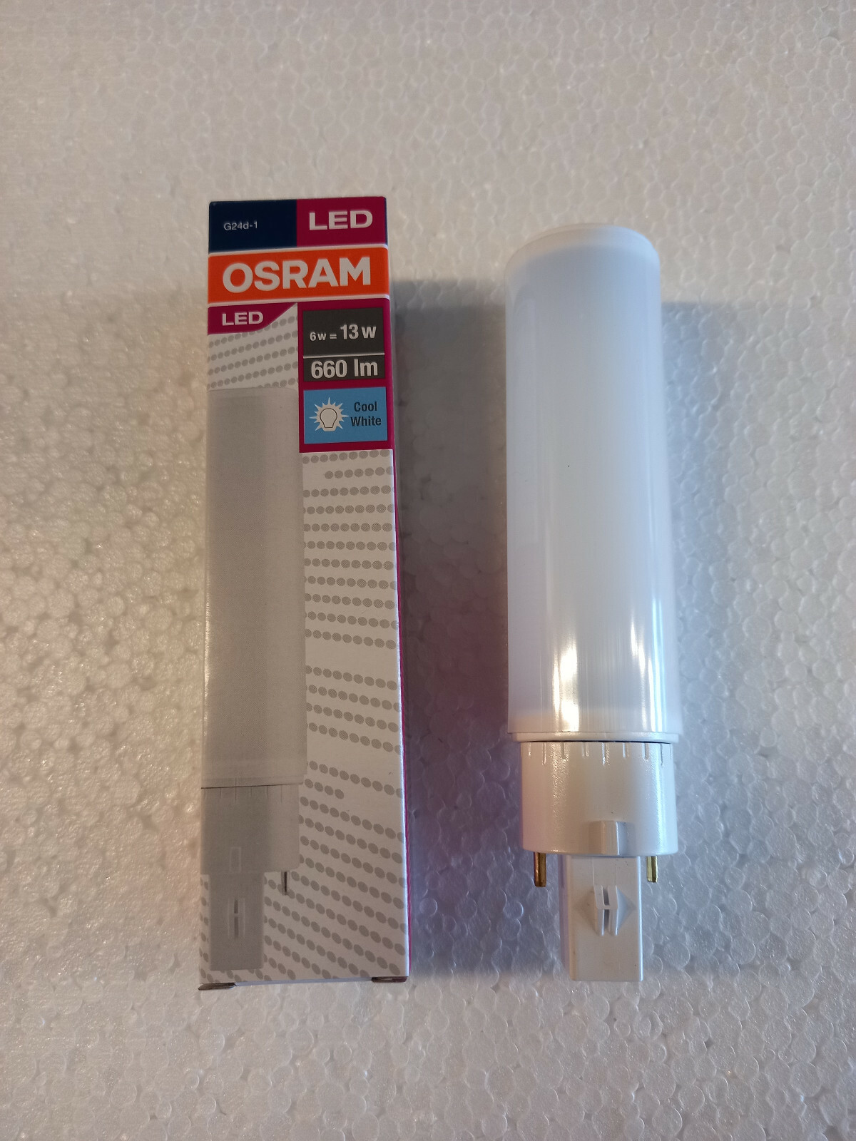 OSRAM DULUX D LED EM AC MAINS 6W/4000K 660 LUMEN COOL WHITE G24d-1 6W