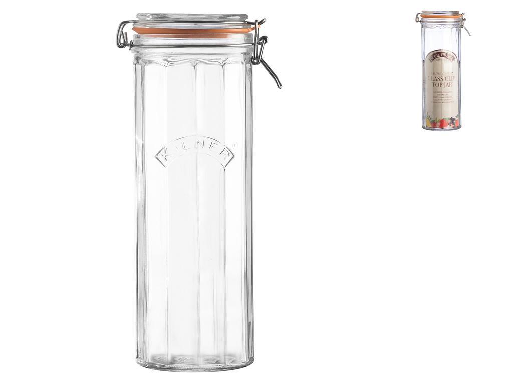 KILNER Barattolo Vetro, Sfacettato, Chiusura Clip, Lt 2,20
