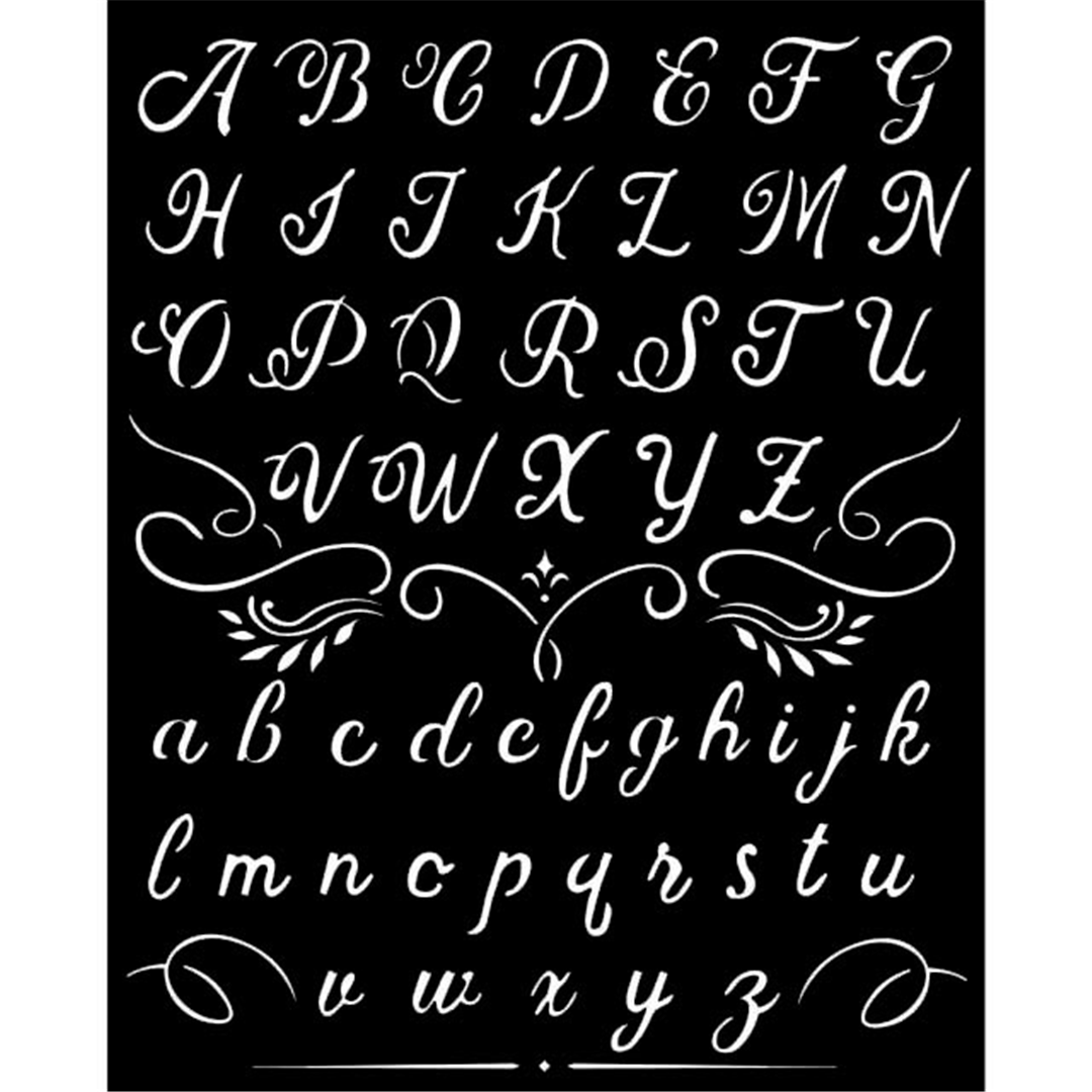 Stencil Spesso 20x25cm 0,5mm 060-Alfabeto Corsivo | Stamperia