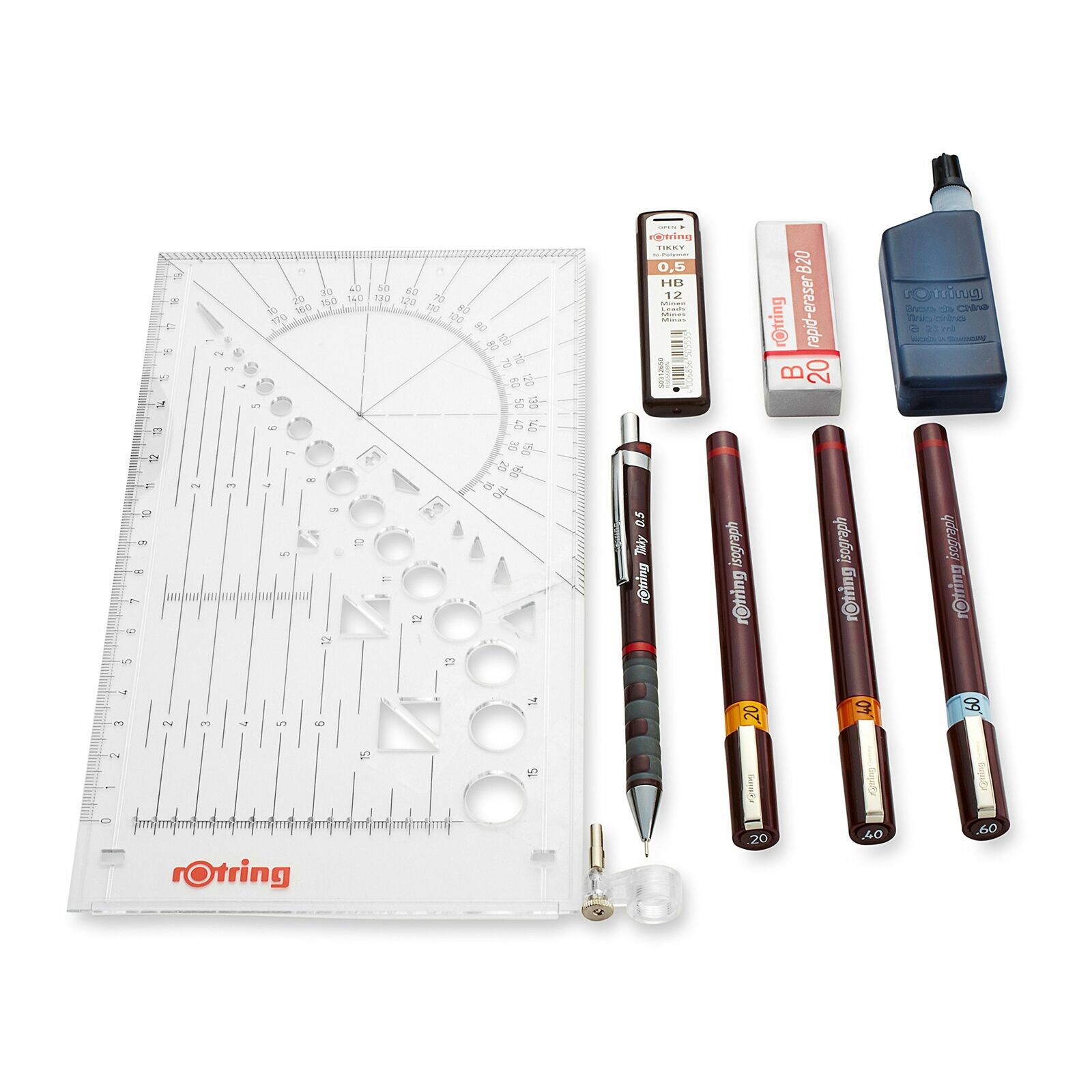 Rotring Isograph Penna Set 4 x Penne Tecniche + accessori Set per la (p4h)