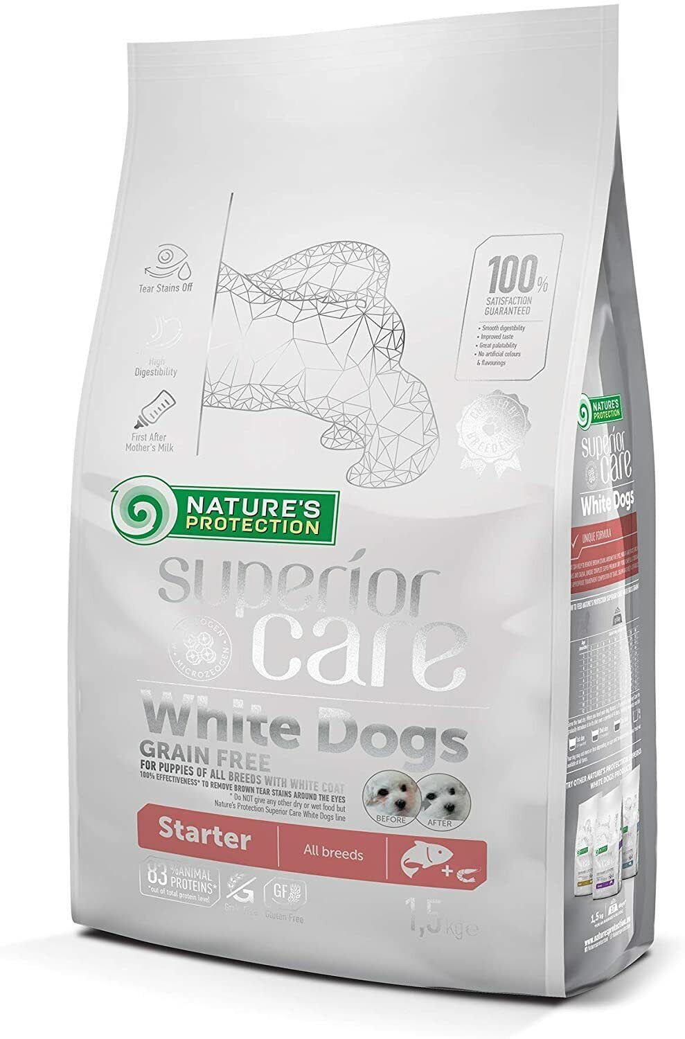 Nature's Protection - Superior -WHITE DOGS JUNIOR SALMON STARTER ALL BREED 1,5kg