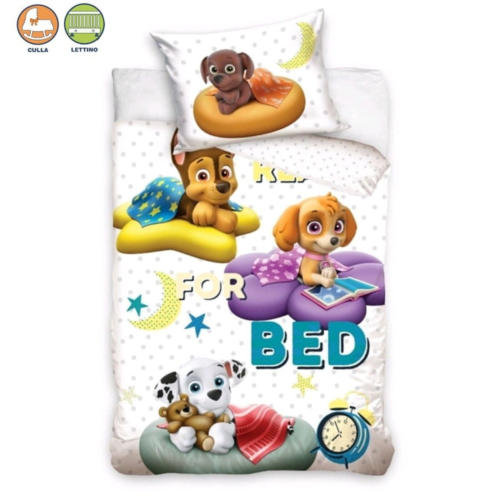 Paw Patrol Kids for Bed Set Lettino Culla 100x135cm Copripiumino Federa Cotone