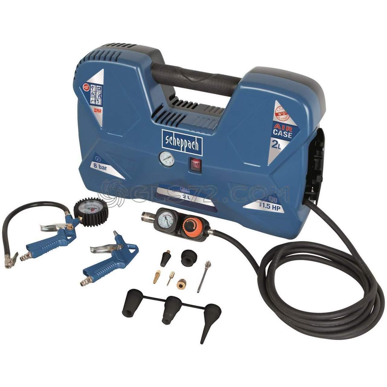 COMPRESSORE ARIA PORTATILE 2L CON ACCESSORI 1.5HP SCHEPPACH AIR CASE