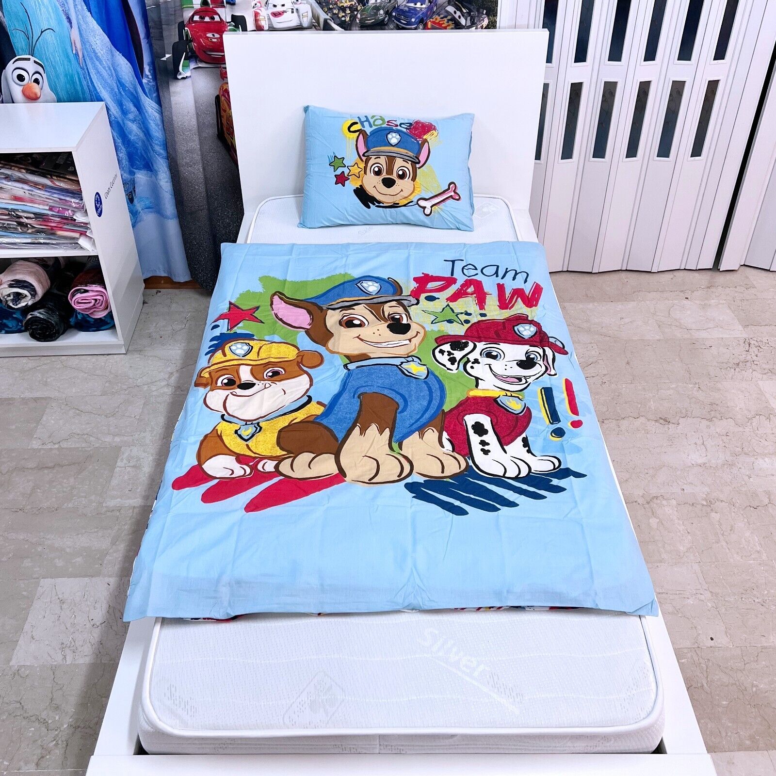 Paw Patrol Chase Paw Set Lettino Culla 100x135cm Copripiumino Federa Cotone