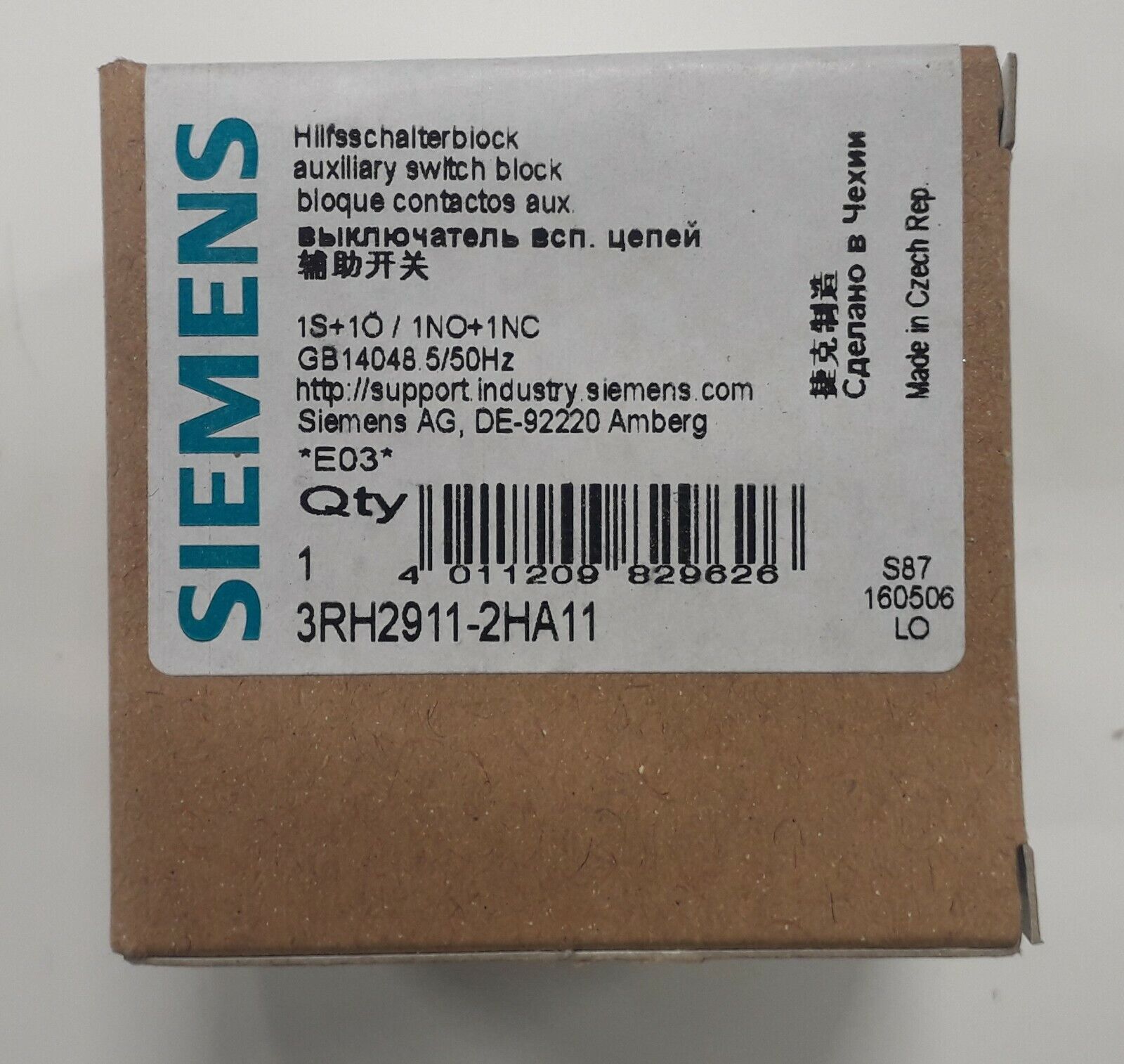 SIEMES 3RH2911-2HA11 AUXILIARY SWITCH BLOCK NUOVO