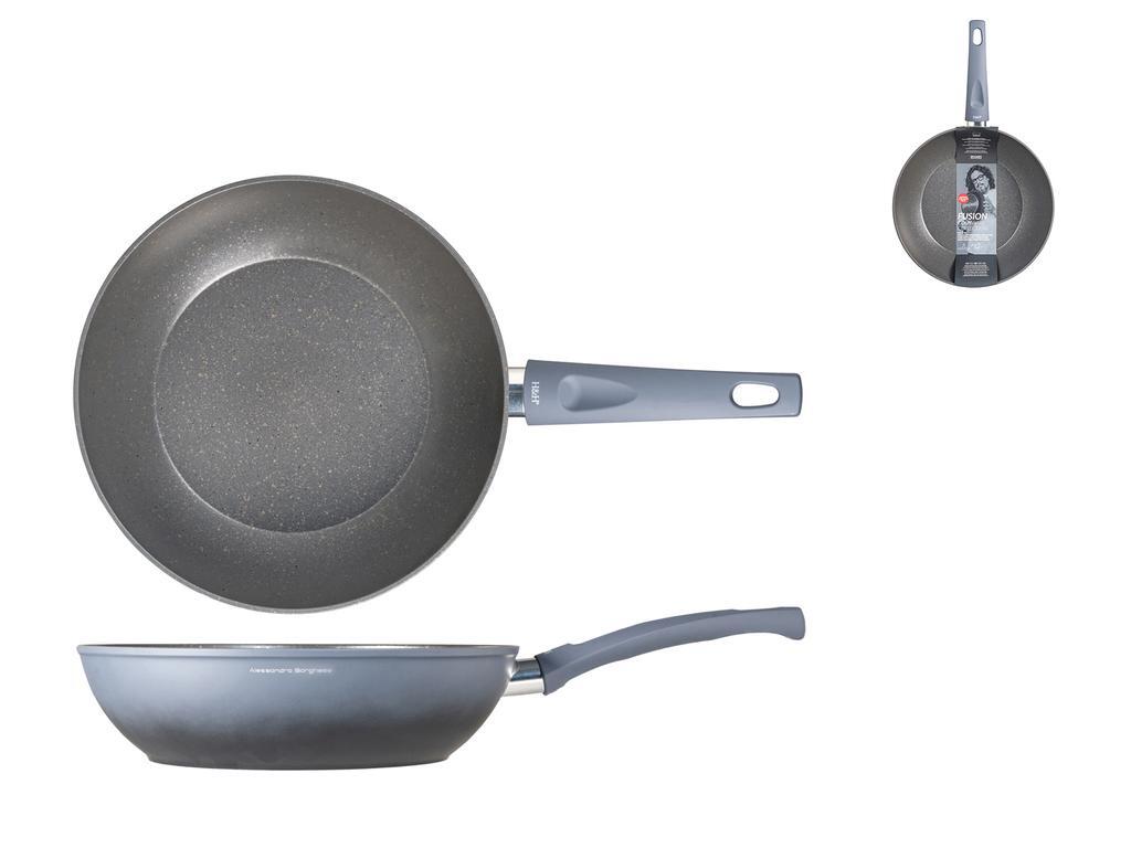 H&H Wok 1 Manico Antiaderente Fusion Borghese Cm28