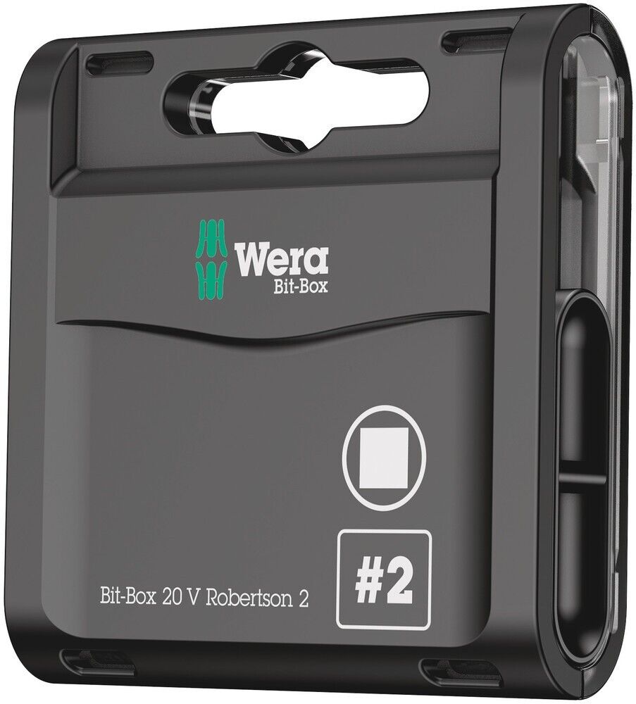 Wera Punta Scatola Robertson 2 Quadrato Guida 05057790001 20 Pezzi 0.6cm Esagono