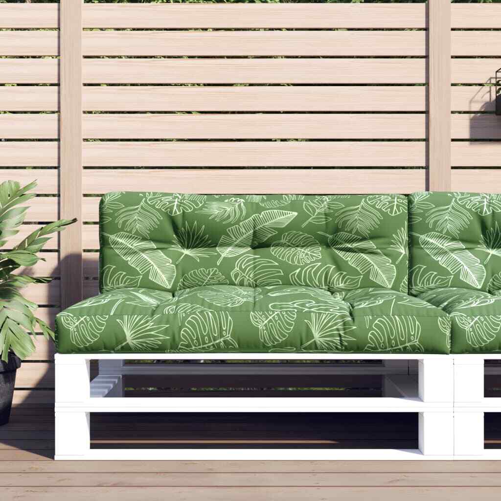 Vidaxl Cuscini per Pallet 2 pz Motivo a Foglie Tessuto