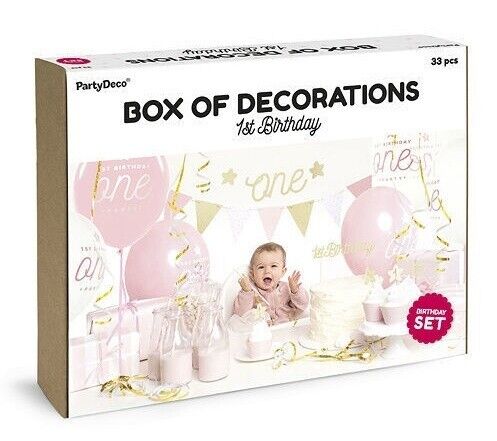 Set Decorazioni per festa 1° Compleanno Bimba 33 pz