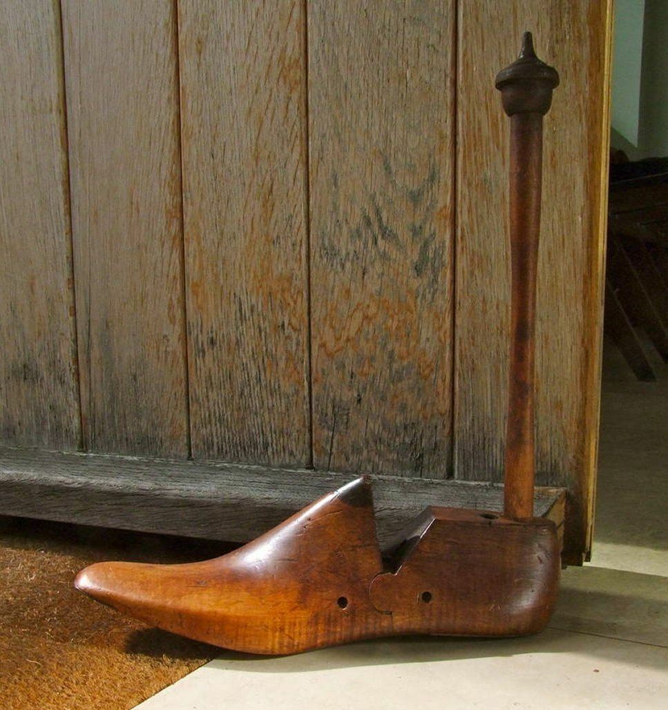 Vintage shoe last door stop made from genuine antique shoe lasts