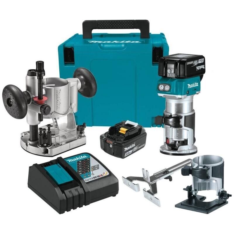 Makita DRT50RTJX2 Fresatrice rifilatore Makita 2 batterie 5.0Ah valigetta