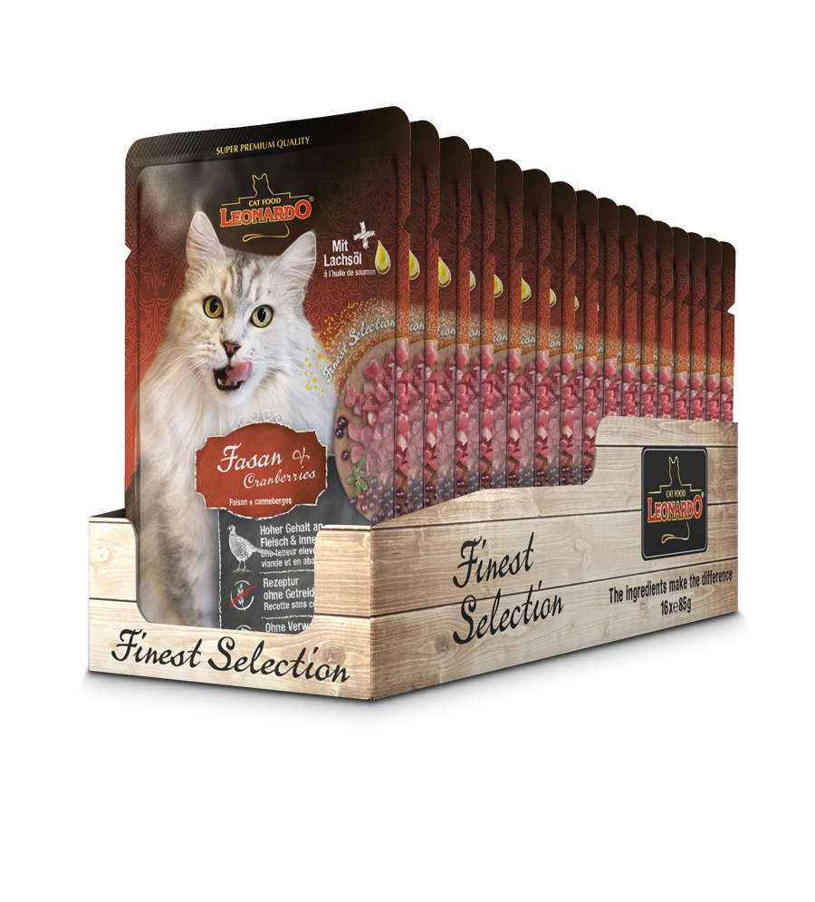 Leonardo - cibo umido per gatti - UMIDO FAGIANO CRAMBERRIES 85 g x 16 confezioni