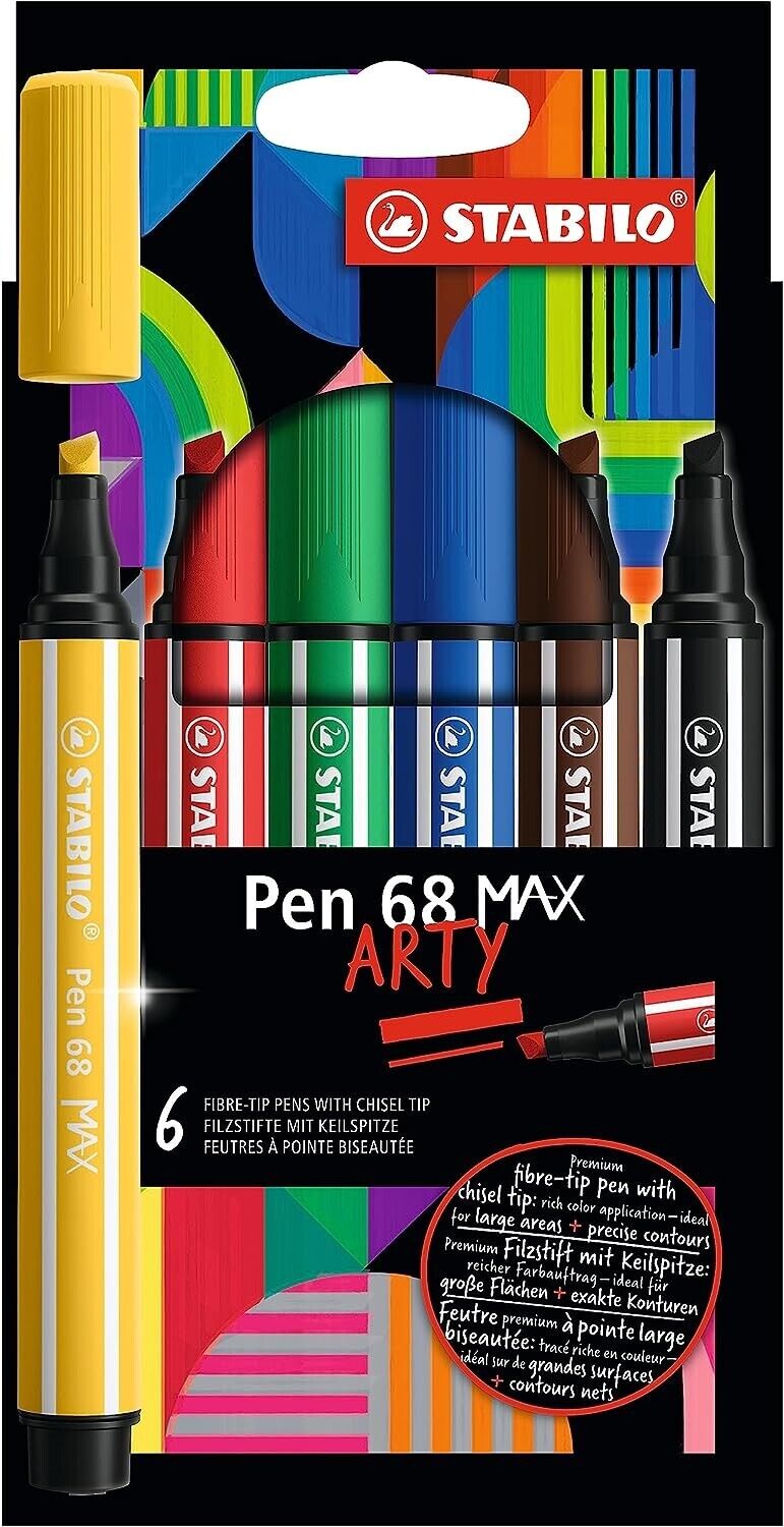 Pennarelli Stabilo Pen 68 Max Arty Set da 6 Pennarelli Premium Doppio Tratto