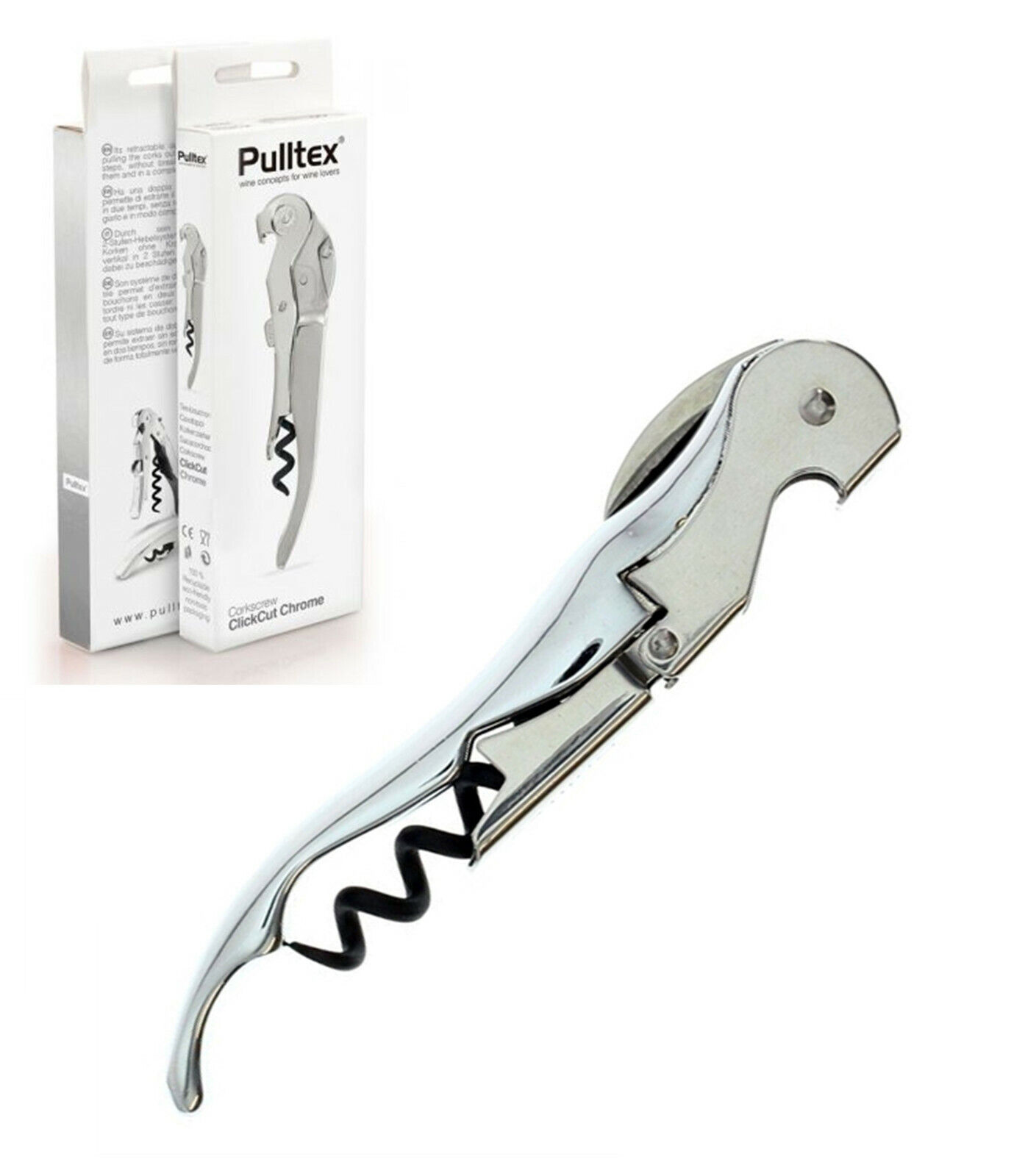 Pulltex-Pulltap's Chrome Corkscrew  : cavatappi somellier doppio snodo  cromato