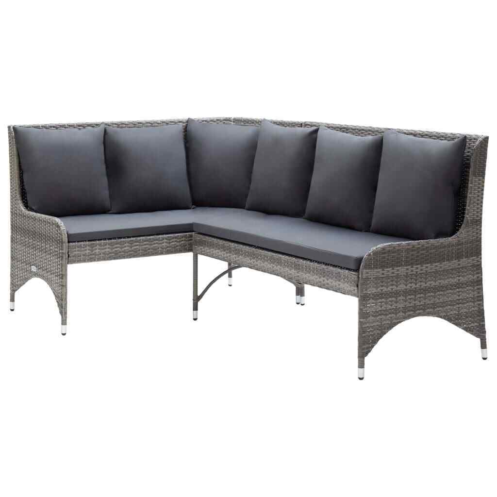 Divani Angolari da Giardino 2 pz in Polyrattan Grigio