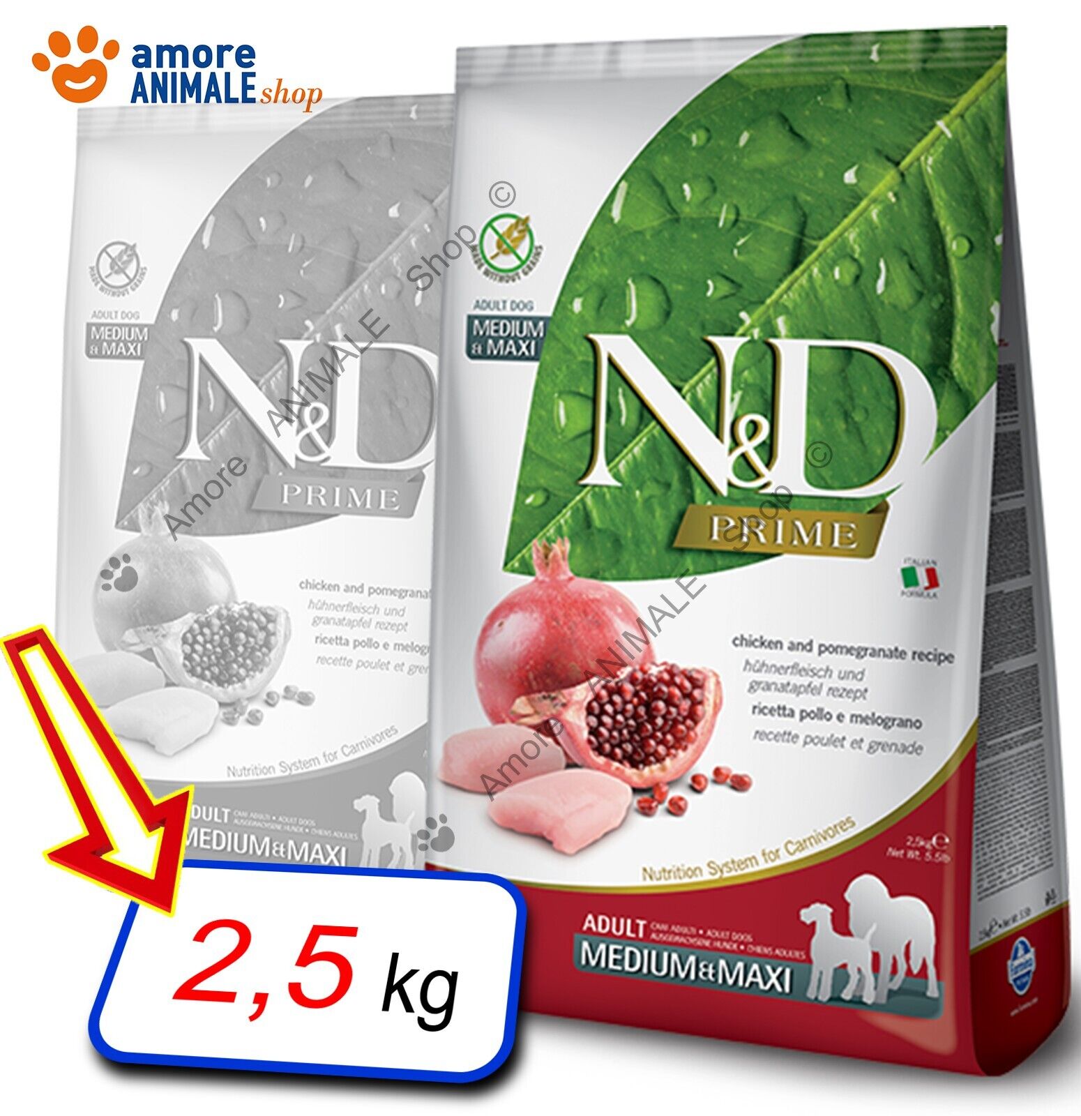 Farmina Dog N&D Prime Grain Free - Adult Maxi → Pollo e Melograno - 2,5 kg Cane