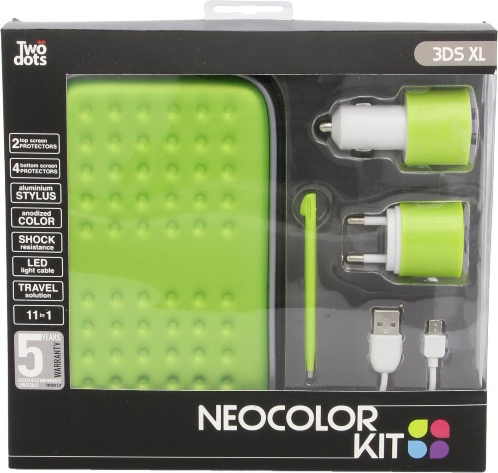 Twodots Neocolor Green Kit 11 in 1 Pack Accessori nintendo 3ds xl